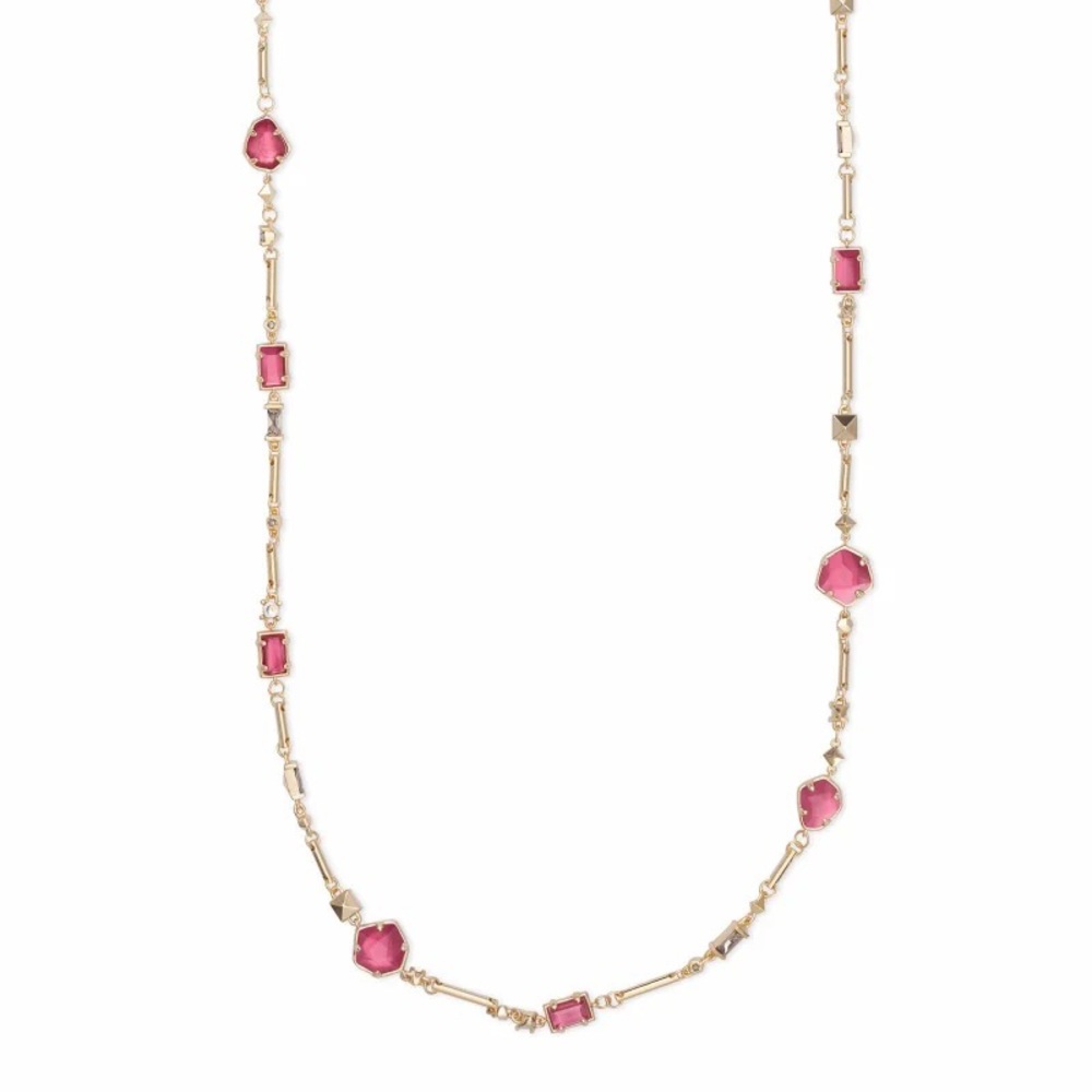 New Kendra Scott Yazmin Rose Gold Long Necklace Berry Mix NWT